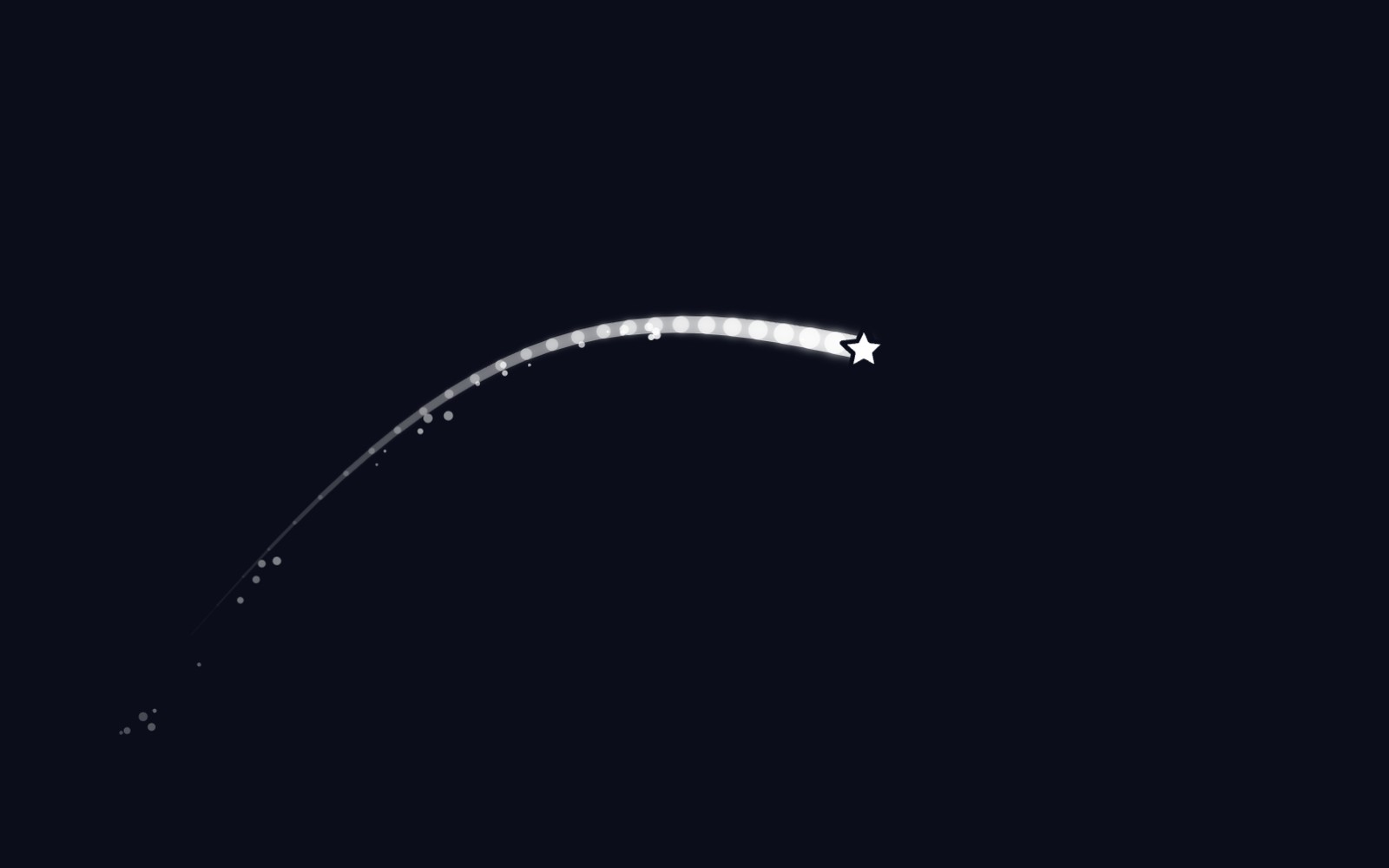 The Star Cursor: a white star with a glowing comet tail and sparkle dust on a dark night background